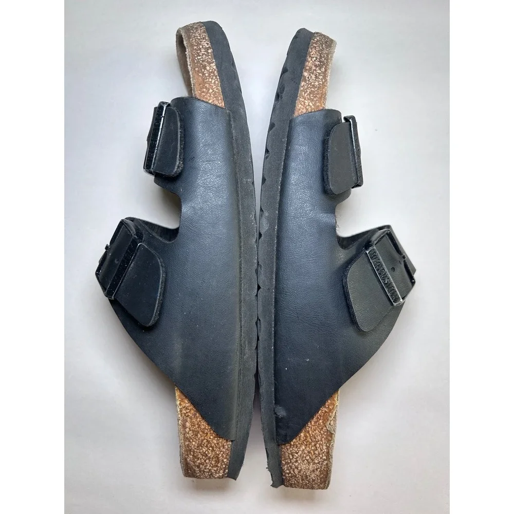 Birkenstock Arizona Birko-Flor Black Two Strap Sandals Womens 9 EU 40 Mens 7